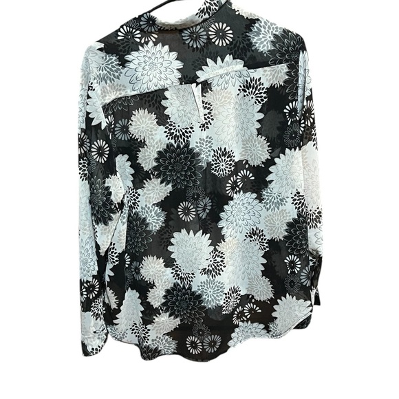 H&M Women Black Flowered Sheer Long Sleeve Size 12 - Picture 2 of 3